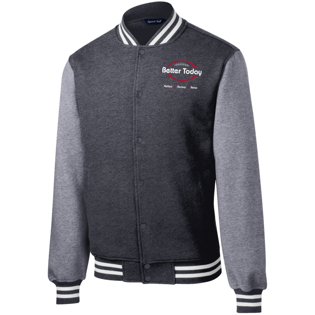 Better Today Football Fleece Letterman Jacket Crimson White